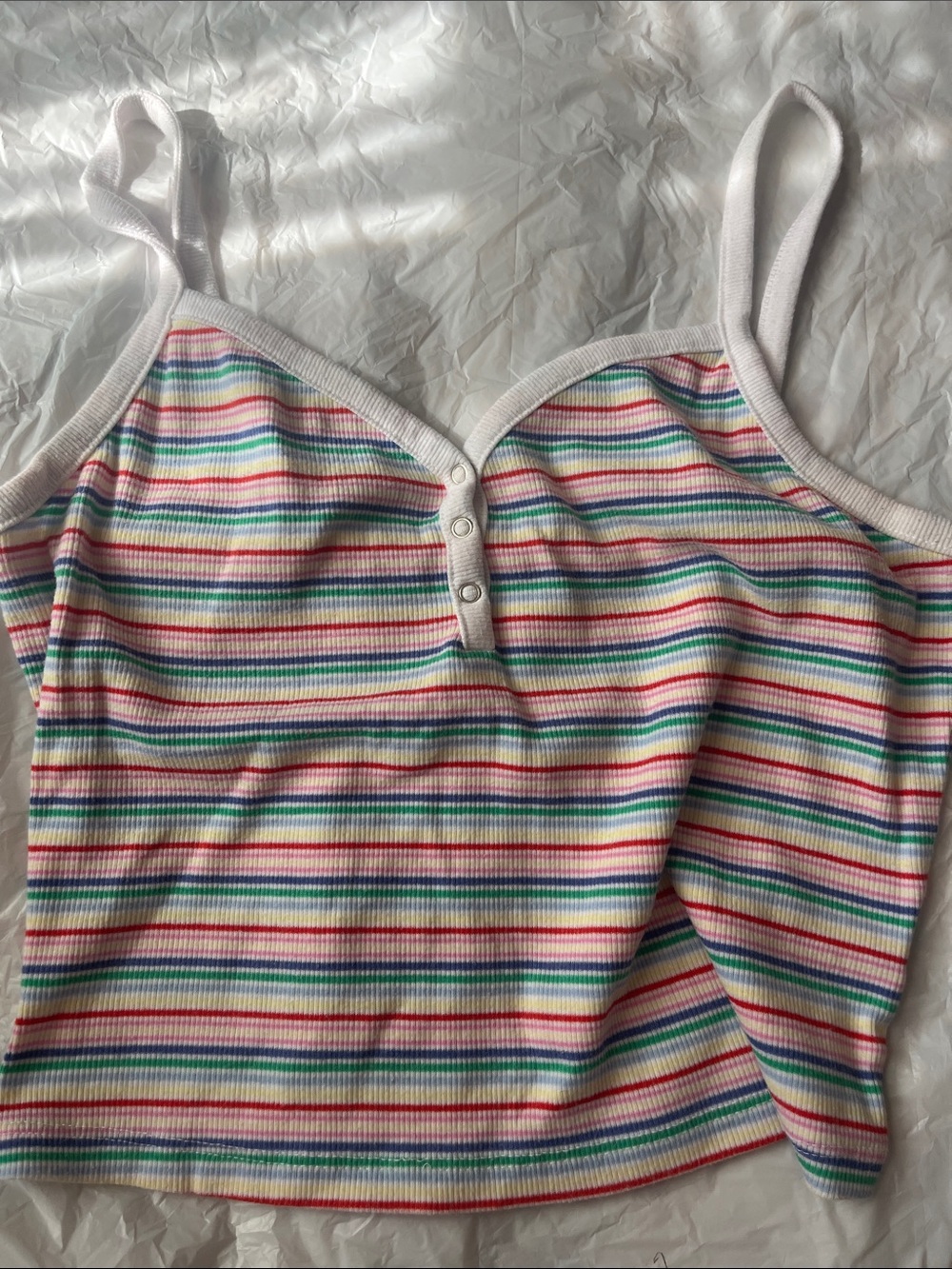No Boundaries Striped Rainbow Ribbed Top